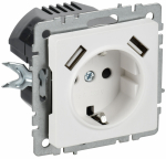 BRITE Роз. с з/к/ш 16А с USB A+A 3,1А РЮш10-2-БрАБ а/б IEK