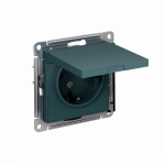 Розетка 1гн с З/К с крыш. шторки с/у изумруд механизм 16А AtlasDesign Systeme Electric  (1/15)