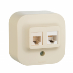 Розетка 2гн комп+ТФ RJ45+RJ11 о/у крем кат.5е IP20 Quteo Legrand  (1/20)