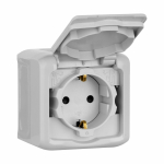 Розетка 1гн с З/К с крыш. шторки о/у серый 16А IP44 Quteo Legrand  (1/10)