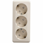 Розетка 3гн с З/К шторки о/у крем 16А IP20 Этюд Systeme Electric  (1/9/72)