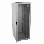 Шкаф напольный разобранный 19   IT-CQE-N 24U 600x1000мм, крыша с вырубкой, дверь перф. и перф., одинарные боковые панели, серый RAL7035