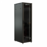 WRline Шкаф напольный 19-дюймовый, 37U, 1833х600х600 мм (ВхШхГ), передняя стеклянная дверь со стальными перфорированными боковинами, задняя дверь спло