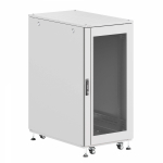Шкаф напольный разобранный 19   IT-CQE-N 24U 600x600мм, крыша с вырубкой, дверь стекло и сплошная металл, одинарные боковые панели, серый RAL7035