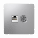 Розетка 2гн комп+ТВ RJ45+TV с/у алюминий механизм кат.5е ArtGallery Systeme Electric (1/5/20)
