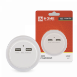 Ночник светодиод белый 2хUSB с датчиком освещения NLE 10-LW-DC IN HOME