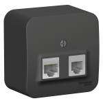 Розетка 2гн комп+ТФ RJ45+RJ11 о/у антрацит изол.пласт. кат.5е IP20 Blanca Schneider Electric