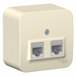 Розетка 2гн комп+комп RJ45+RJ45 о/у молочный изол.пласт. кат.5е IP20 Blanca Schneider Electric