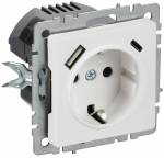 BRITE Роз. с з/к/ш 16А с USB A+C 18Вт РЮш11-1-БрАБ а/б IEK