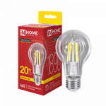 Лампа светодиодная LED-A60-deco 20Вт 230В Е27 3000К 1890Лм прозрачная IN HOME
