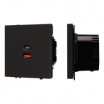 ARL NOBE USB Розетка тип A+C софт-тач черный оникс SCT-MUAC-SFPL-FC-BK (65W, QC3) (Arlight, -)