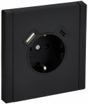 FORTE&PIANO Роз. з/к/ш в/к 16А USB A+C 18Вт FP147M чер. IEK