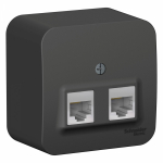 Розетка 2гн комп+комп RJ45+RJ45 о/у антрацит изол.пласт. кат.5е IP20 Blanca Schneider Electric