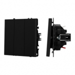 ARL NOBE Выключатель 3 кл софт-тач черный оникс SWT-MK03-SFPL-BK (250V, 10A) (Arlight, -)
