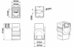 Hyperline KJ8-8P8C-C5e-180-GY Вставка Keystone Jack RJ-45(8P8C), категория 5e, тип 180 градусов, серая