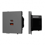 ARL NOBE USB Розетка тип A+C софт-тач серый базальт SCT-MUAC-SFPL-FC-GR (65W, QC3) (Arlight, -)