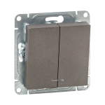 Механизм выключателя, двухклавишный, с подсветкой, мокко Эпика EKF