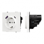 ARL NOBE Розетка зк со шторками с USB тип А+С софт-тач белый кварц SCT-MUAC-SFPL-WH (250V, 16A) (Arlight, -)