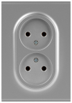Розетка ЭРА Arktik 16-2107-03 без заземления двойная 2X2P 16А-250В алюминий