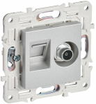 Розетка 2гн комп+ТВ RJ45+TV с/у серебряный механизм кат.5E SK-A14S SKANDY IEK (1/10/100)