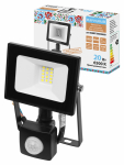 Прожектор СДО-05-020-ИКД (ИК датчик) 20 Вт, 1600 лм, 6500 К, 220-240 В, IP44, черный, Народный