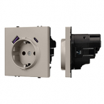 ARL NOBE Розетка зк со шторками с USB тип А+С софт-тач кашемир SCT-MUAC-SFPL-CA (250V, 16A) (Arlight, -)