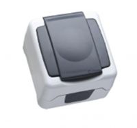 Розетка 1гн с З/К с крыш. о/у серый пружинный зажим 16А IP44 Nemliyer plus Makel (1/12/120)