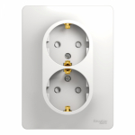 Розетка 2гн с З/К шторки с/у белый в сборе 16А Glossa Systeme Electric  (1/10/60)