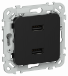 FLITE Роз. USB AA 2,1А РЮ-2-ФлЧ чер. IEK