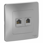 Розетка 2гн комп+ТФ RJ45+RJ11 с/у алюминий кат.5е Blanca Schneider Electric