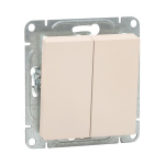 Механизм выключателя, двухклавишный, проходной, кремовый Эпика EKF