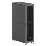 Шкаф напольный разобранный 19   IT-CQE-N 47U 600x1200мм, крыша с вырубкой, дверь перф. и двойная перф., двойные боковые панели, черный RAL9005