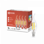 Лампа светодиодная LED-СВЕЧА НА ВЕТРУ-deco 4PACK 9Вт 230В Е14 4000К 1040Лм (4шт./упак) прозрачная IN HOME