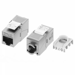 Модуль Кейстоун (Keystone) RJ45 CAT6A экранированный, 180 градусов, безынструментальный монтаж (Toolless), серебристый (применим с инструментом RT)