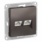 Розетка 2гн комп+комп RJ45+RJ45 с/у мокко механизм кат.5е AtlasDesign Systeme Electric  (1/10)