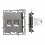 Механизм компьютерной розетки двойной SCT-MPC2-PL-GR (RJ-45, CAT6) (Arlight, -)
