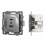 Механизм USB розетки SCT-MUAC-PL-GR-V (5V, 3A, QC4) (Arlight, -)