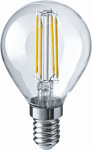 Лампа светодиод 4Вт шар Е14 2700К 350Лм филамент прозр NLL-F-G45-4-230-2.7K-E14 Navigator (10/100)