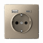 Розетка 1гн c З/К+2хUSB typeА+ typeС с/у шампань механизм 16А ArtGallery Systeme Electric (1/8/16)