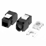 Модуль Кейстоун (Keystone) RJ45 CAT6A неэкранированный, 180 градусов, безынструментальный монтаж (Toolless), чёрный (применим с инструментом RT)