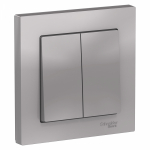 Выключатель 2кл с/у алюминий в сборе AtlasDesign Systeme Electric