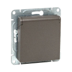 Механизм розетки, 16А, IP44, с заземлением, со шторками, c крышкой, мокко Эпика EKF