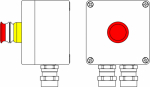 Ex пост управления из алюминия; 1Ex d e IIC T6 Gb X / Ex tb IIIB T80°CDb X / IP66; Аварийная кнопка красная, 1NC/1NO -1 шт.; C: ввод D5,5-13ммпод брон