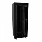 Шкаф напольный разобранный 19   IT-CQE-N 32U 600x800мм, крыша с вырубкой, дверь стекло и сплошная металл, одинарные боковые панели, черный RAL9005