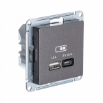 Розетка 2гн USB+USB A+C с/у мокко механизм высокоскор.заряд. QC PD AtlasDesign Systeme Electric