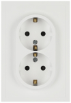 Розетка ЭРА Galaxy 15-2105-08 с заземлением двойная 2X2P+E Schuko со шторками IP20 16А-250В белый матовый