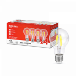 Лампа светодиодная LED-A60-deco 4PACK 11Вт 230В Е27 4000К 1160Лм (4шт./упак) прозрачная IN HOME