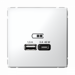 Розетка 2гн USB+USB  typeА+ typeС с/у белый механизм высокоскор.заряд. QC PD ArtGallery Systeme Electric (1/8/16)
