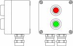 Ex пост управления из алюминия; 1Ex d e IIC T6 Gb X / Ex tb IIIB T80°CDb X / IP66; Кнопка Зеленая, 1NC/1NO -1 шт; Кнопка красная,1NC/1NO - 1шт.; С: вв