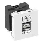 Розетка USB тип А двойная (2х0,6А или 1х1,2А) 1 модуль Modul45, 45х45 мм, белая